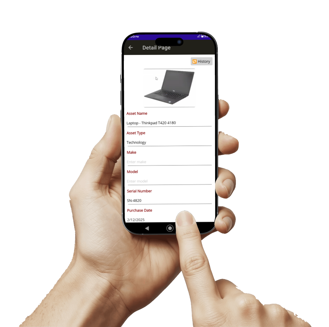 view of details section on mobile device